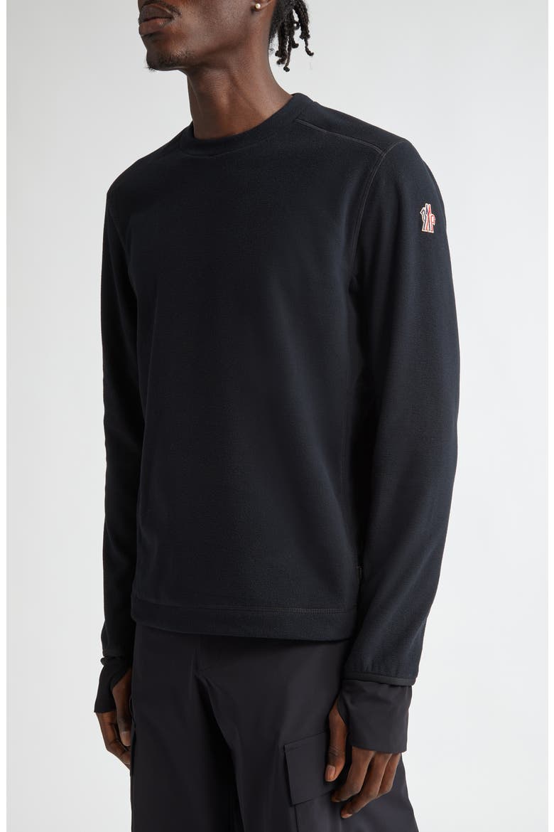 Fleece Sweatshirt, Alternate, color, BLACK
