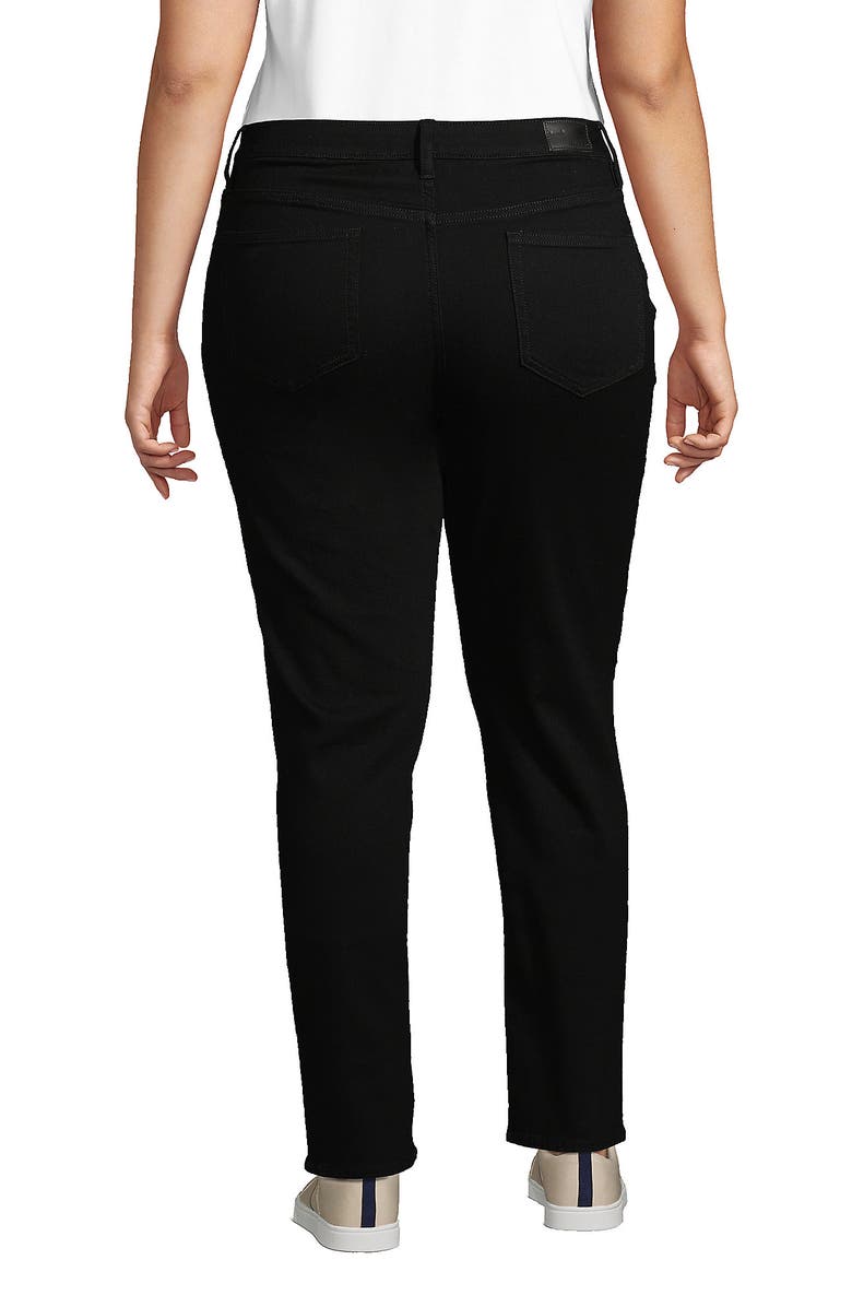 Lands' End Plus Size Mid Rise Straight Leg Blue Jeans, Alternate, color, Black