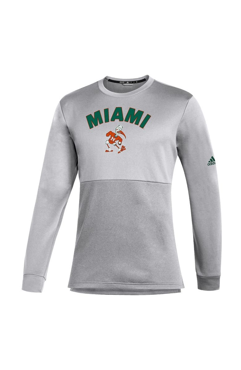 adidas Men's adidas Gray Miami Hurricanes Letterman Team Issue AEROREADY Long Sleeve T-Shirt, Alternate, color, 