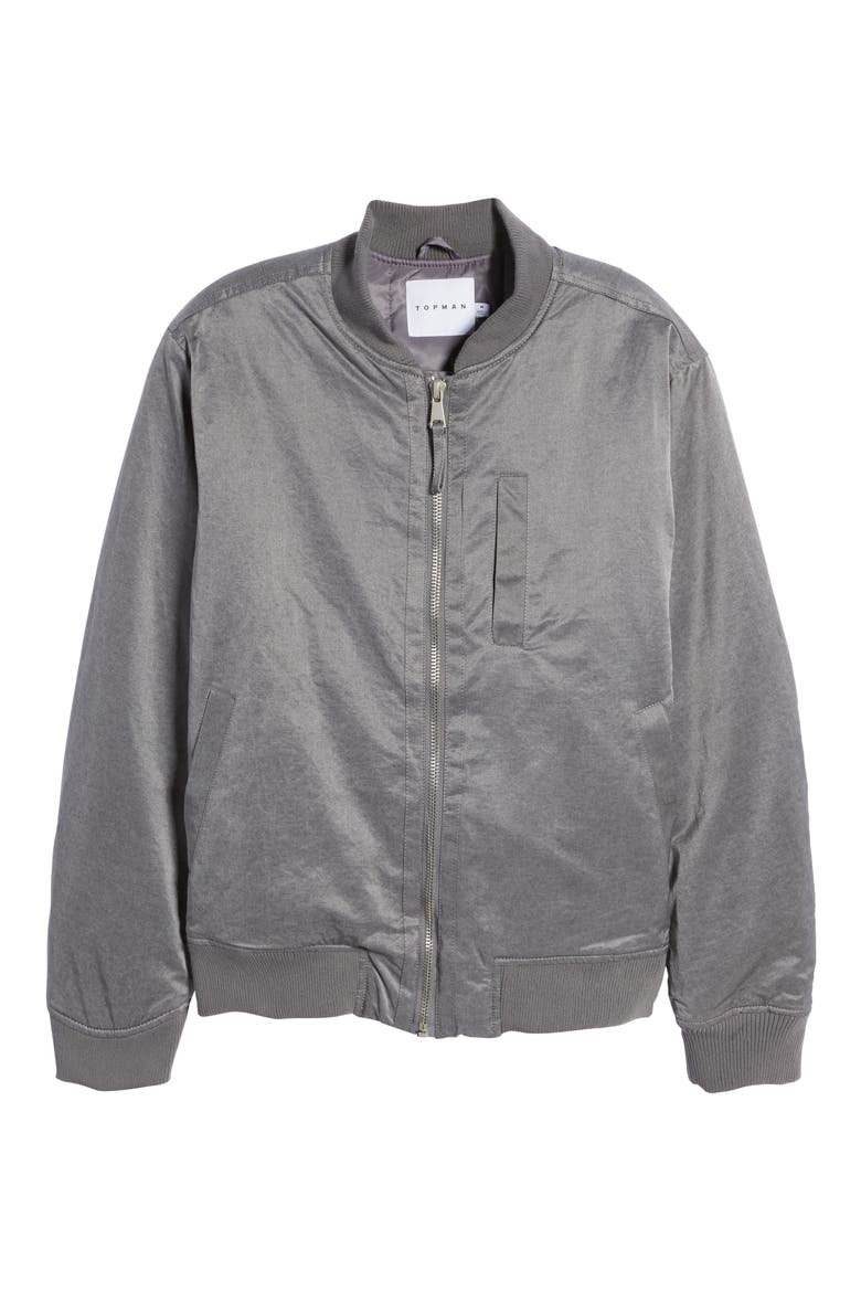 Washed Bomber Jacket, Alternate, color, CHARCOAL