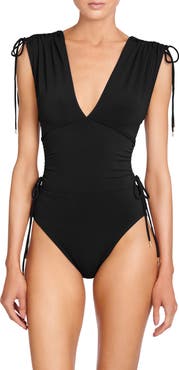 Robin Piccone Aubrey V-Neck One-Piece Swimsuit