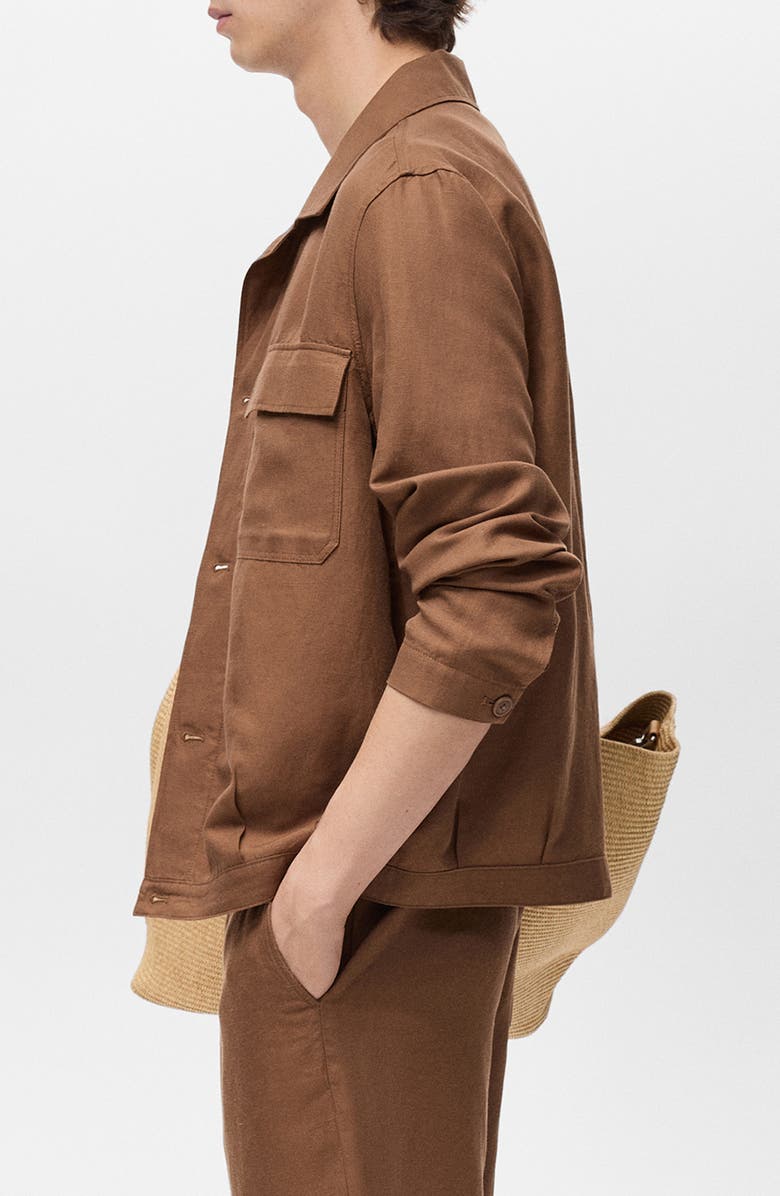 MANGO Camp Collar Lyocell & Linen Shirt-Jacket, Alternate, color, 