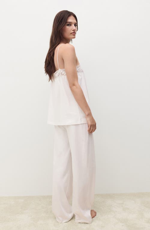 Mango Cotton Pajama Pants In White