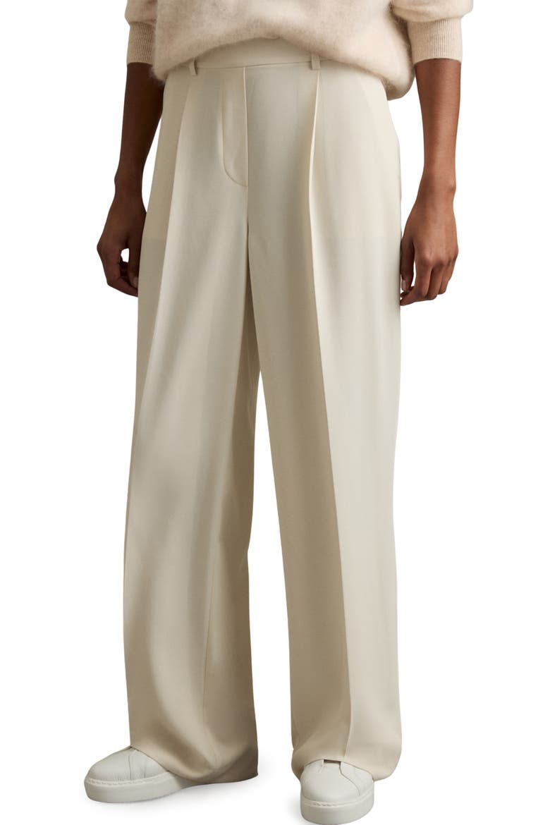 Eden Pleat Front Wide Leg Pants, Main, color, CREAM