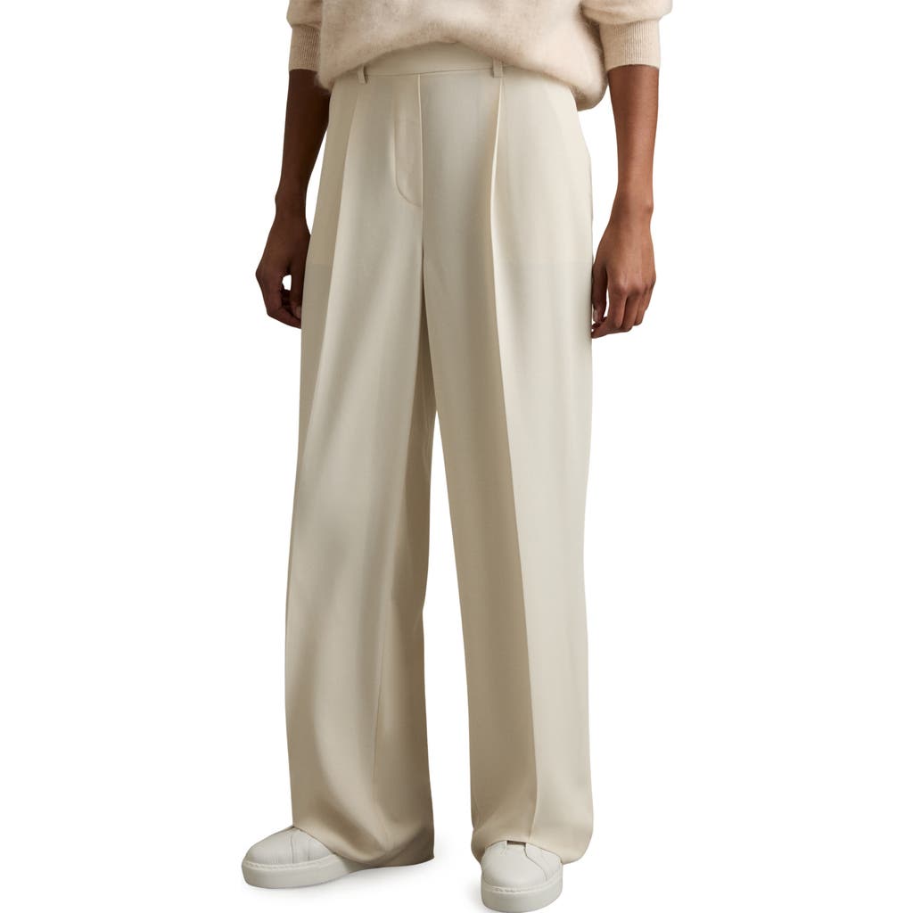 Reiss Petite Wide Leg Trousers In White