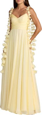 Mac Duggal Floral Spaghetti Strap A Line Chiffon Gown