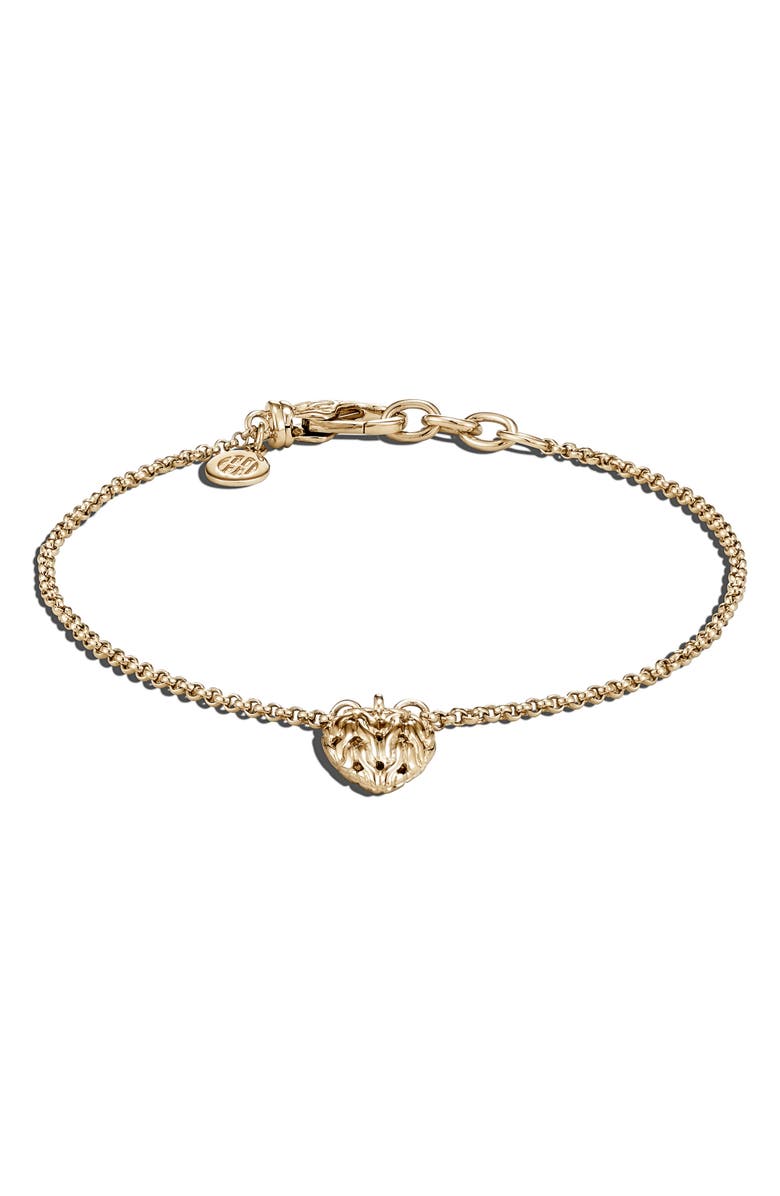 John Hardy Classic Chain 18K Gold Heart Charm Bracelet, Alternate, color, 