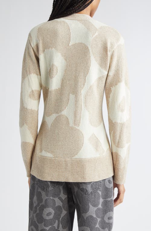 Marimekko Kumma Unikko Floral Wool Cardigan In Neutral