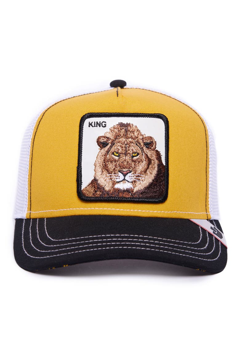 MV Lion Patch Trucker Hat, Alternate, color, YELLOW