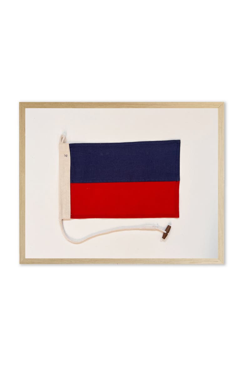 Red and Navy Flag in Natural Wooden Frame, Main, color, Multi