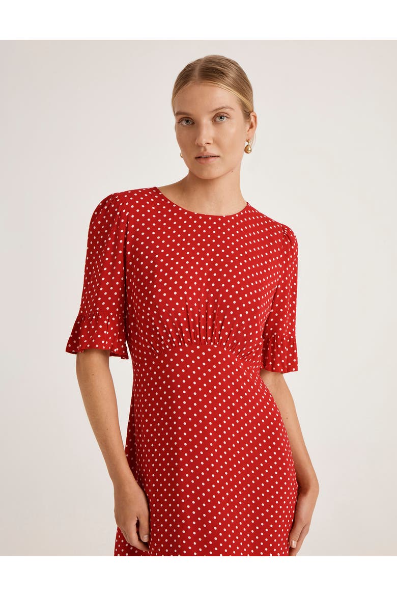 Sylvie Polka Dot Midi Dress, Alternate, color, Red Spot