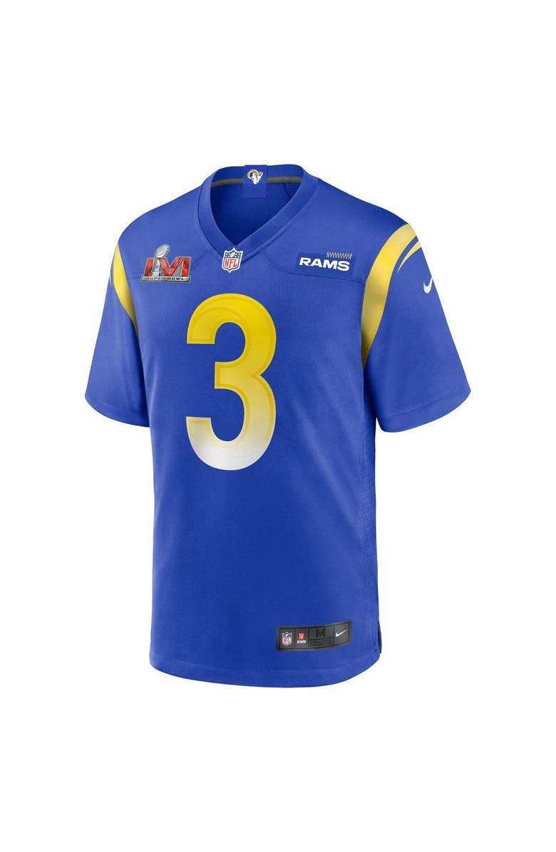 Nike Men's Nike Odell Beckham Jr. Royal Los Angeles Rams Super Bowl LVI Game Patch Jersey, Alternate, color,