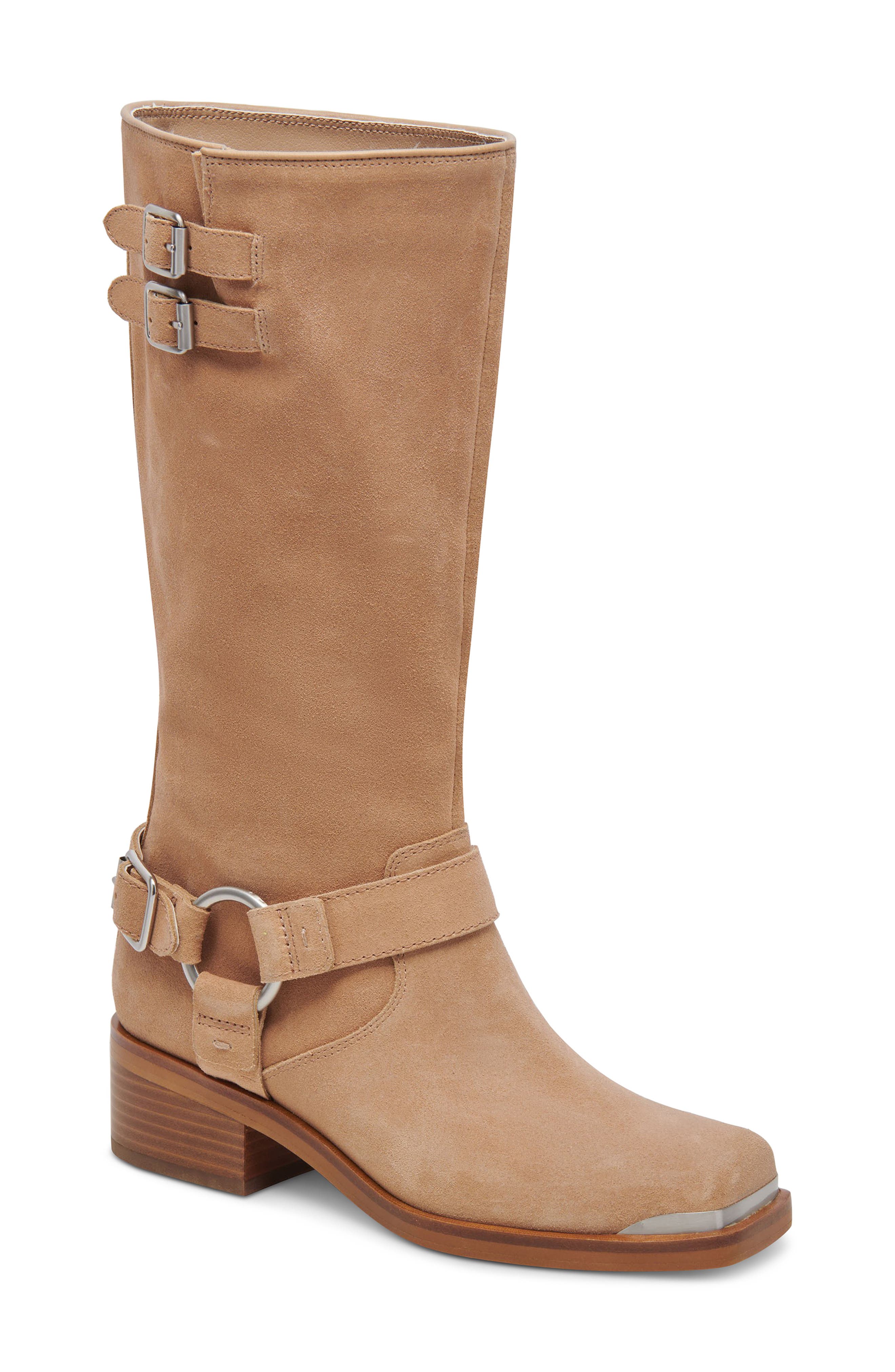 Evi Leather Moto Boot, Main, color, MUSHROOM SUEDE
