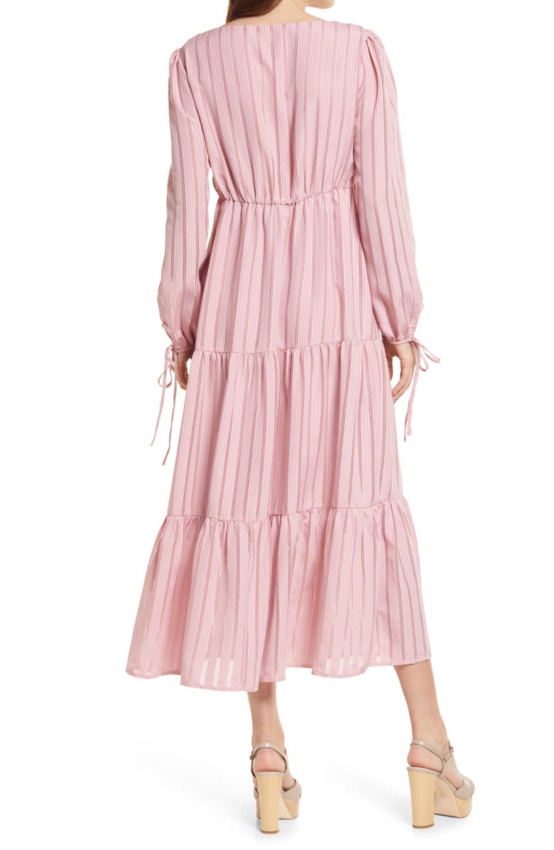 Charles Henry Tiered Long Sleeve Midi Dress, Alternate, color, 
