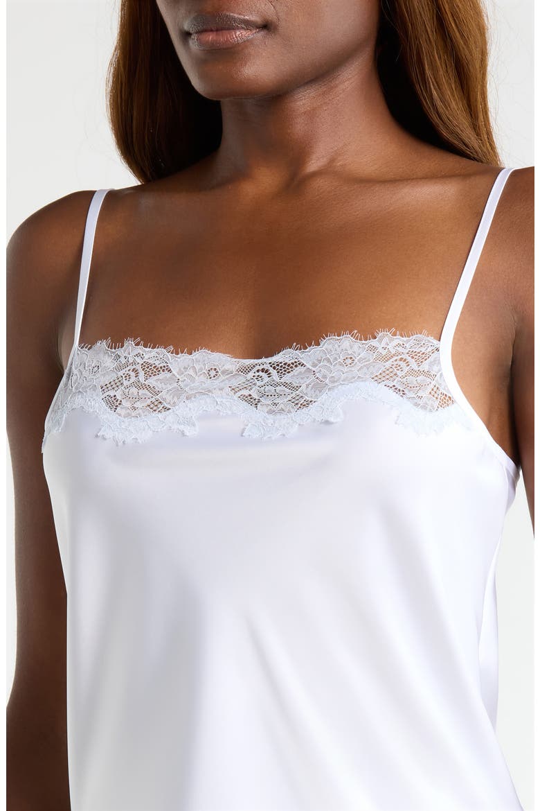 Lace Trim Satin Chemise, Alternate, color, WHITE