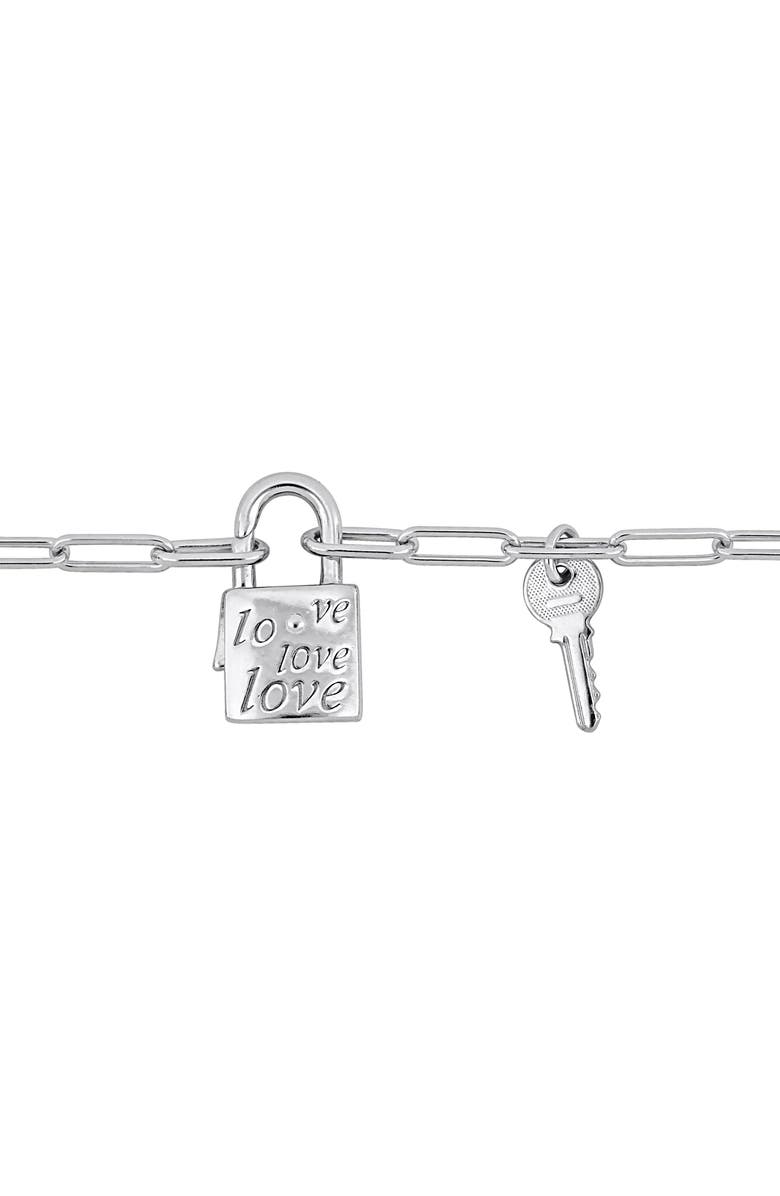 DELMAR Lock & Key Charm Paperclip Chain Necklace & Bracelet Set, Alternate, color, 