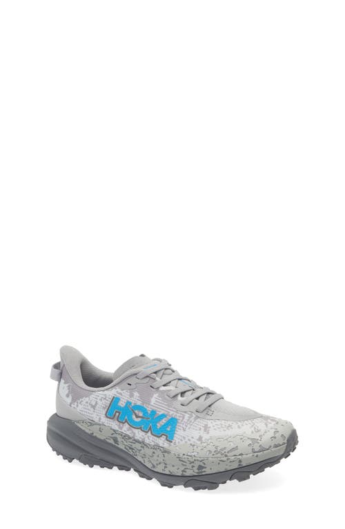 HOKA Kids' Speedgoat 6 Trail Running Shoe in Galactic Grey /Hoka Blue 