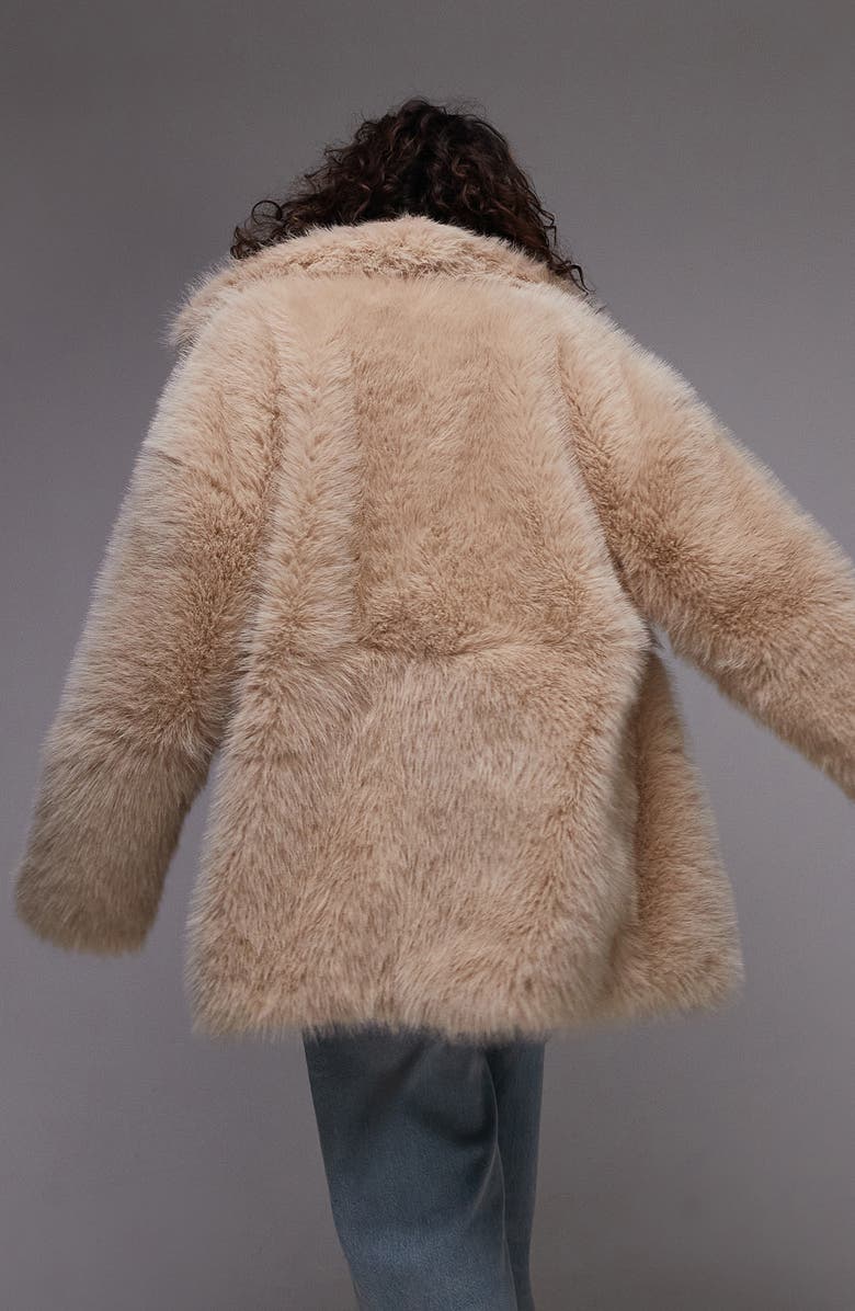 Topshop Faux Fur Coat, Alternate, color,