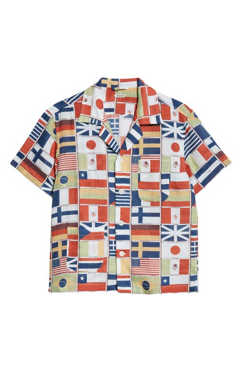 Bode International Camp-collar Printed Linen Shirt In Multicolor