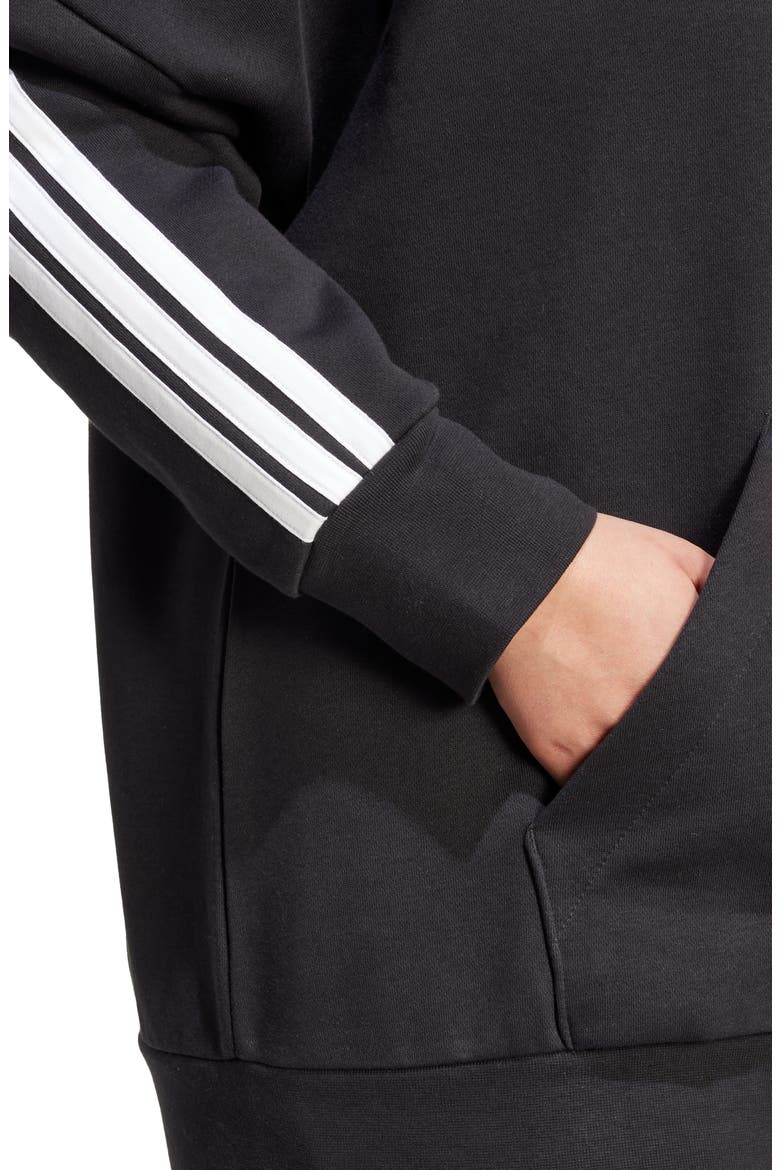 3-Stripes Fleece Zip Hoodie, Alternate, color, BLACK/ WHITE
