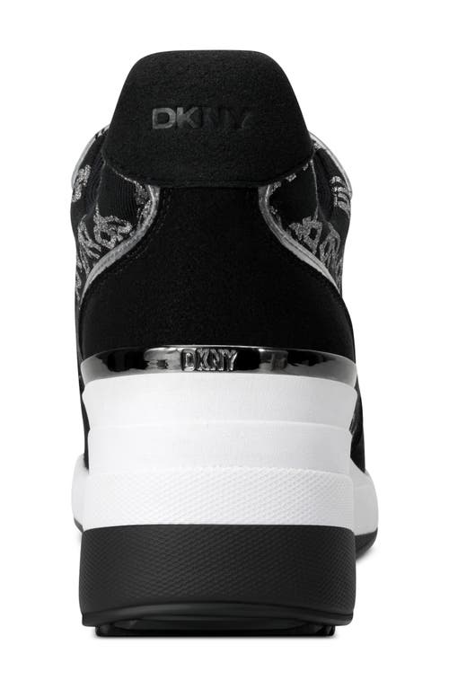 Shop Dkny Kamay Wedge Sneaker In Black Nickel