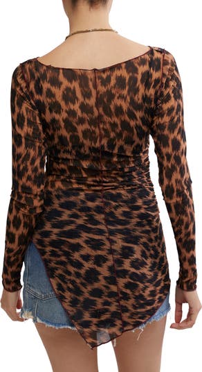 Something Extra Animal Print Semisheer Mesh Tunic