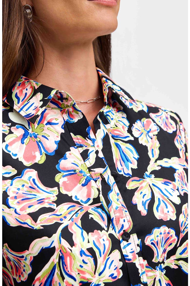 Meghan Floral Print Cotton Button-Up Shirt, Alternate, color, BLACK MULTI