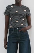 MANGO Stripe Bow Embellished T-Shirt