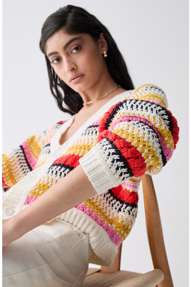 Ponte Stripe Reversible Cardigan, Alternate, color, MULTICOLOR