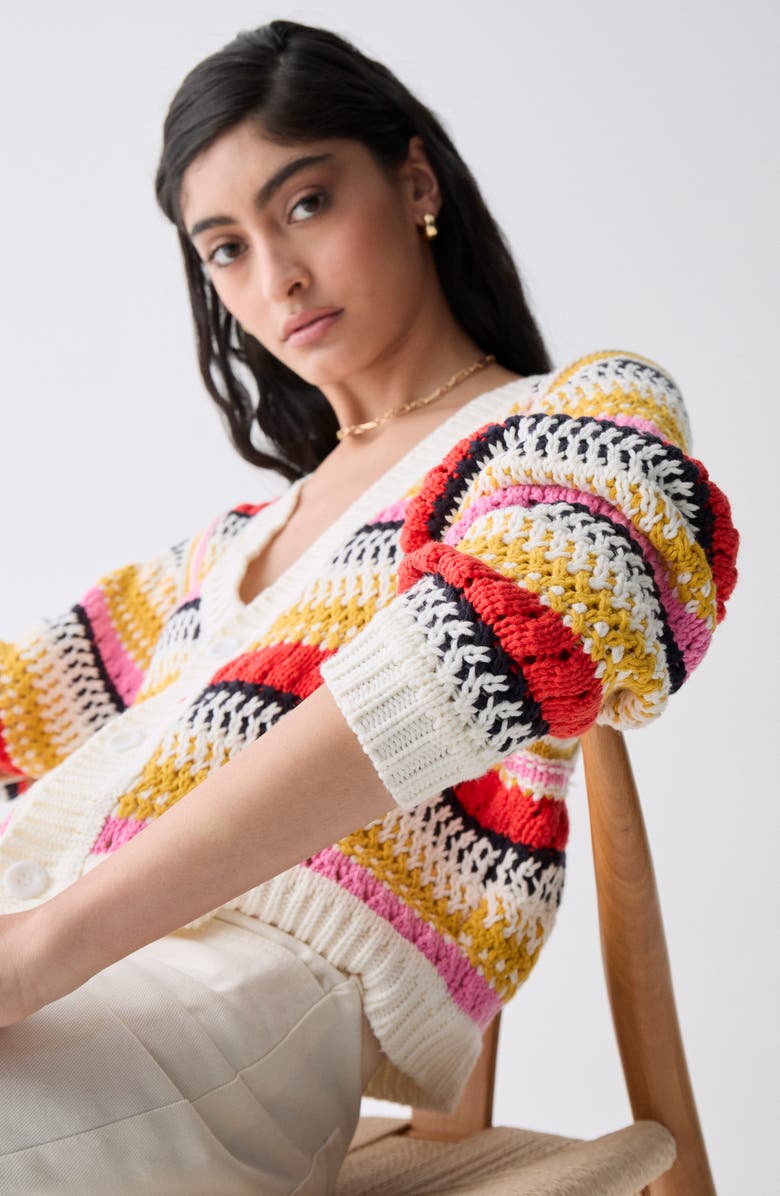 DELUC Ponte Stripe Reversible Cardigan, Alternate, color, Multicolor