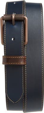 Johnston & Murphy Contrast Stitch Calfskin Belt