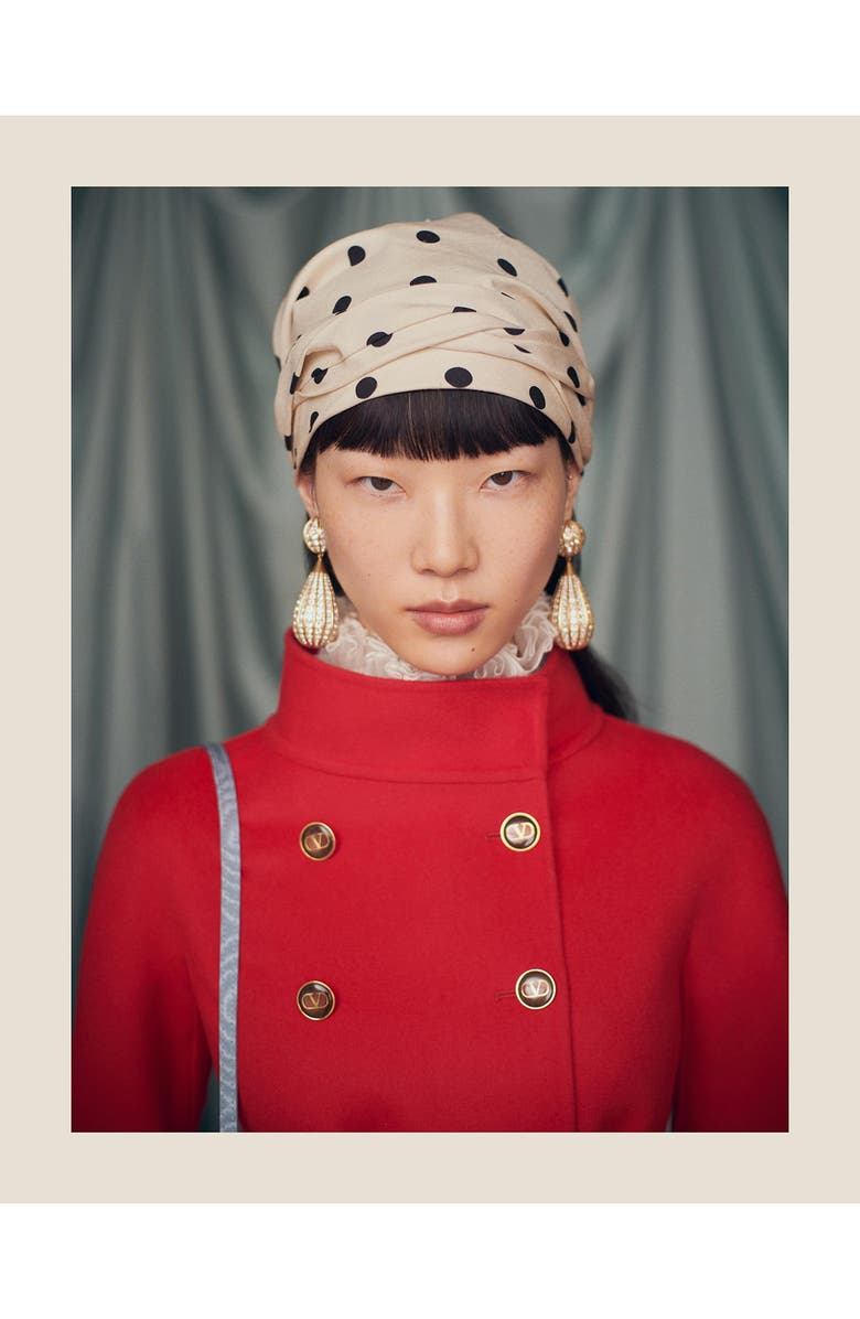 Valentino Garavani Polka Dot Silk Head Wrap, Alternate, color, 