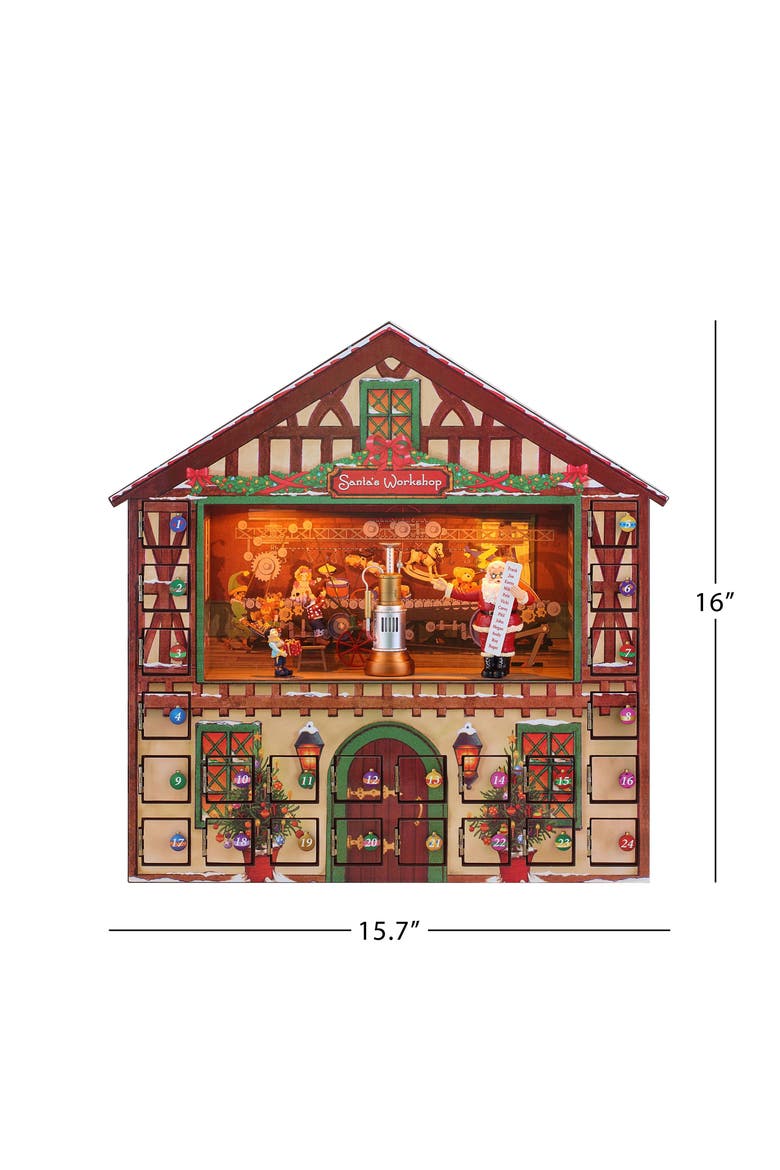 16 in. Animated Santa's Workshop Advent Calendar, Alternate, color, Multicolor