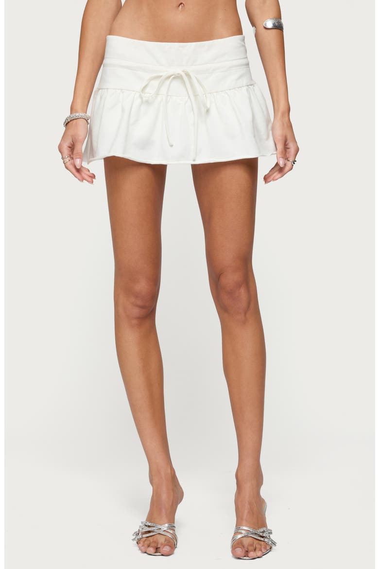 Bodhi Flare Stretch Cotton Blend Micro Skort, Main, color, WHITE