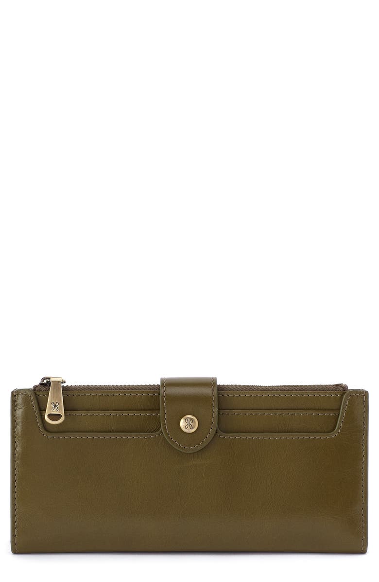 HOBO Dunn Leather Continental Wallet, Main, color, Olive Veil