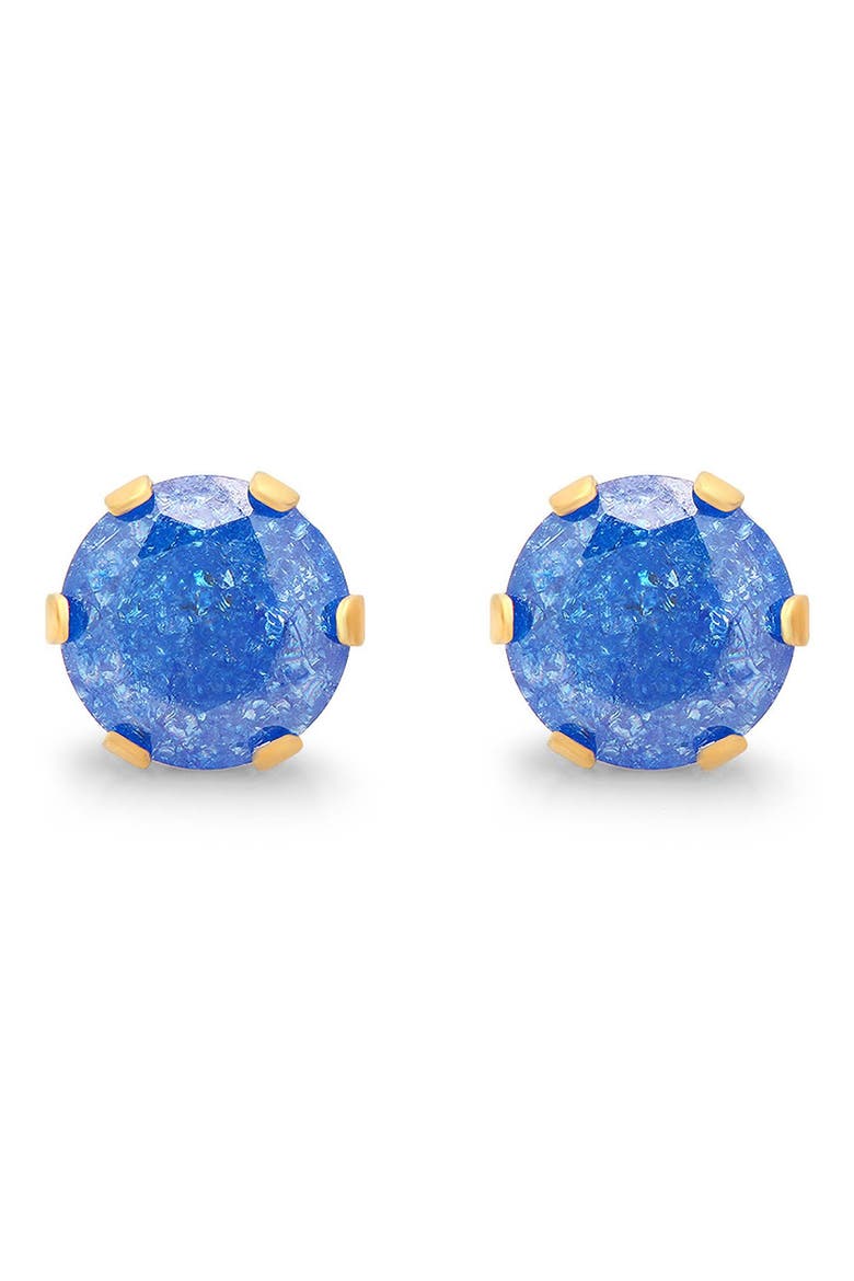 18k Gold Plated Stainless Steel Cubic Zirconia Stud Earrings, Main, color, GOLD/BLUE