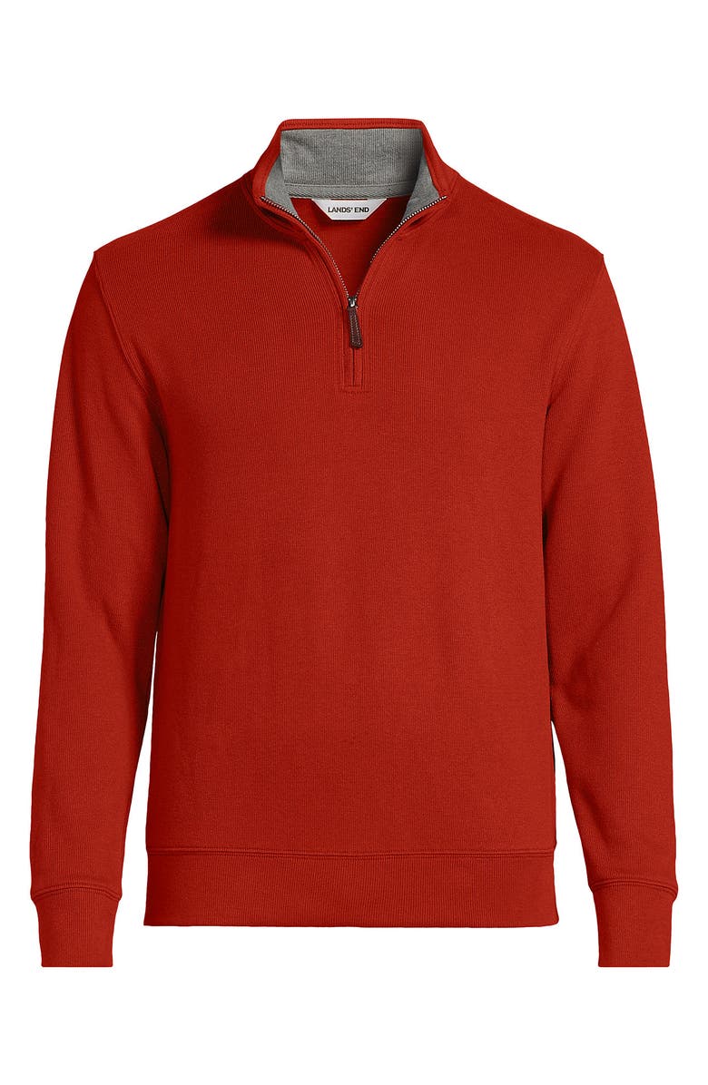 Lands' End Bedford Rib Quarter Zip Pullover Sweater, Alternate, color, Bourbon