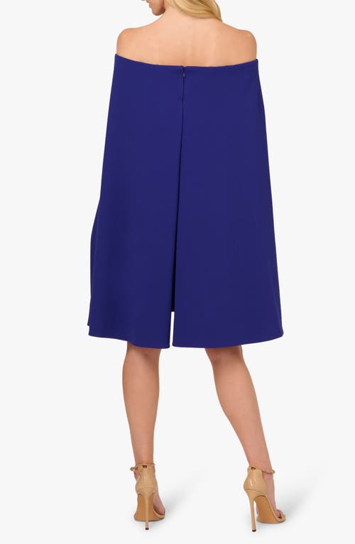 ADRIANNA PAPELL ADRIANNA PAPELL OFF THE SHOULDER LONG SLEEVE CAPELET COCKTAIL DRESS