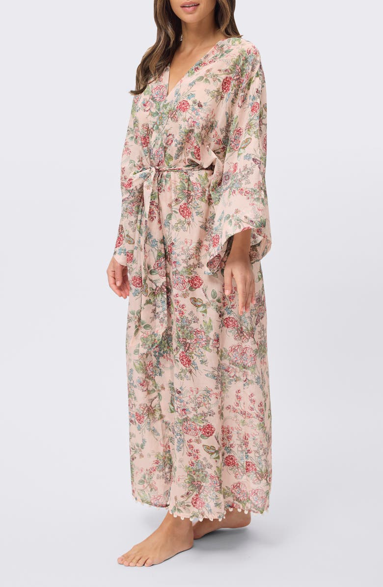 Papinelle Layla Lace Trim Cotton & Silk Robe, Alternate, color, 