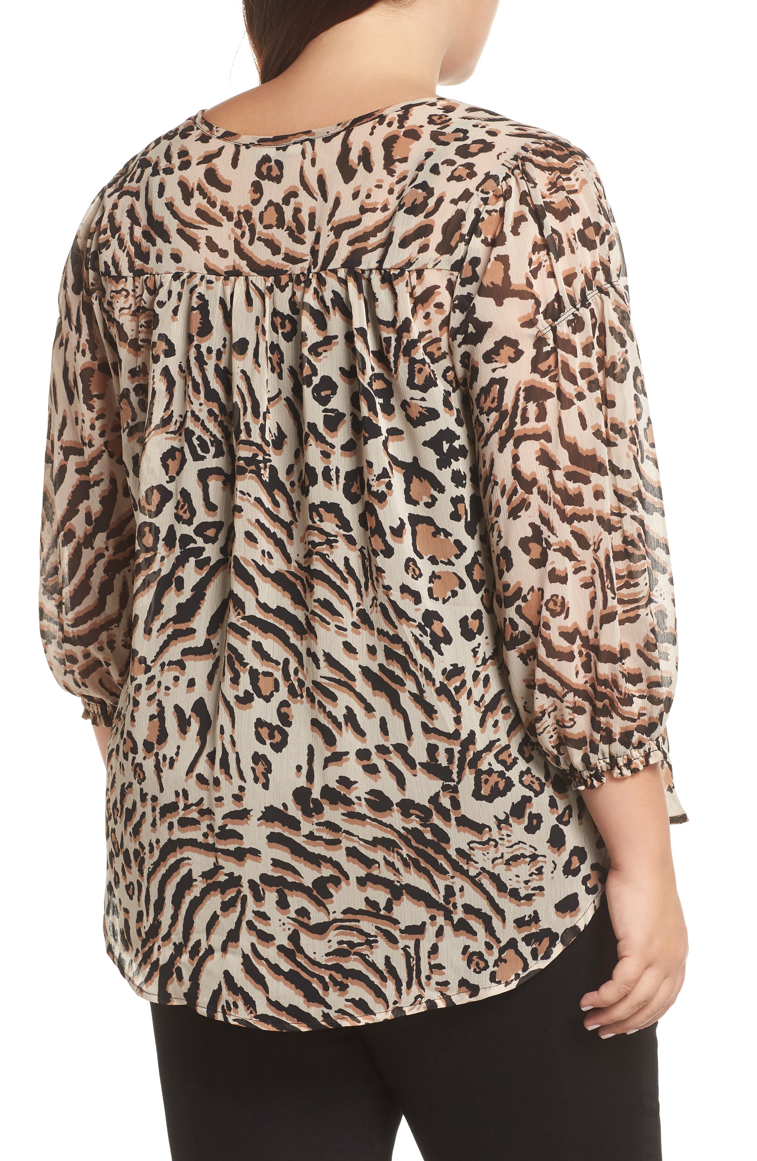 Animal Print Split Neck Blouse - image 2
