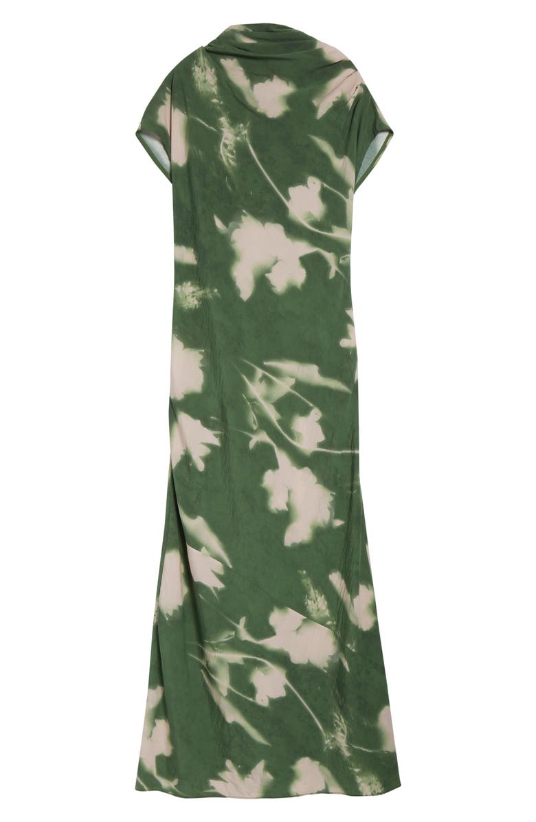 Lela Rose Abstract Floral Draped Asymmetric Crepe Gown, Alternate, color, Cactus