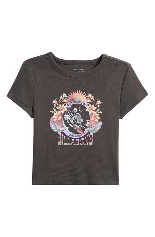 Shop Billabong Goes Around Rib Cotton Graphic T-shirt In Off Black