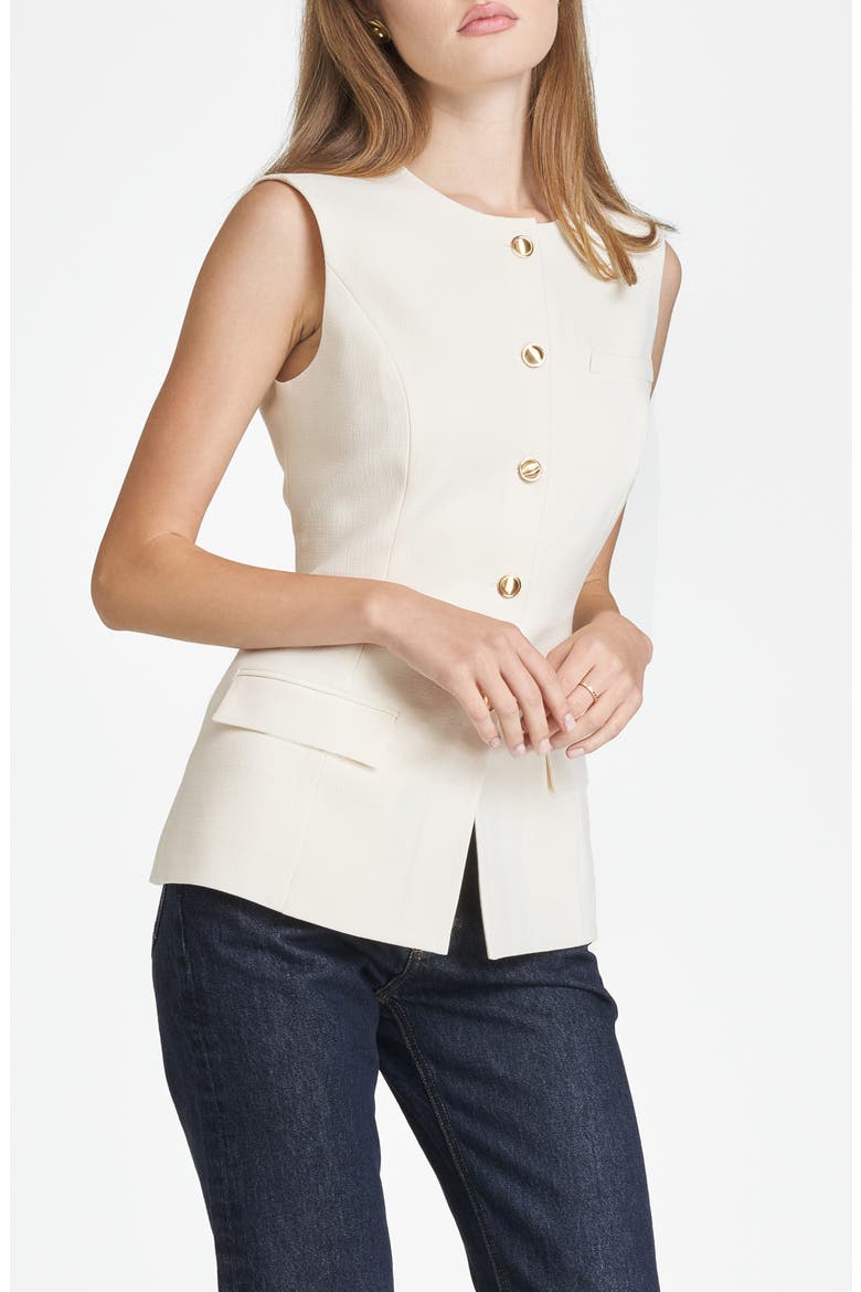 Della Button-Up Vest, Alternate, color, PARCHMENT