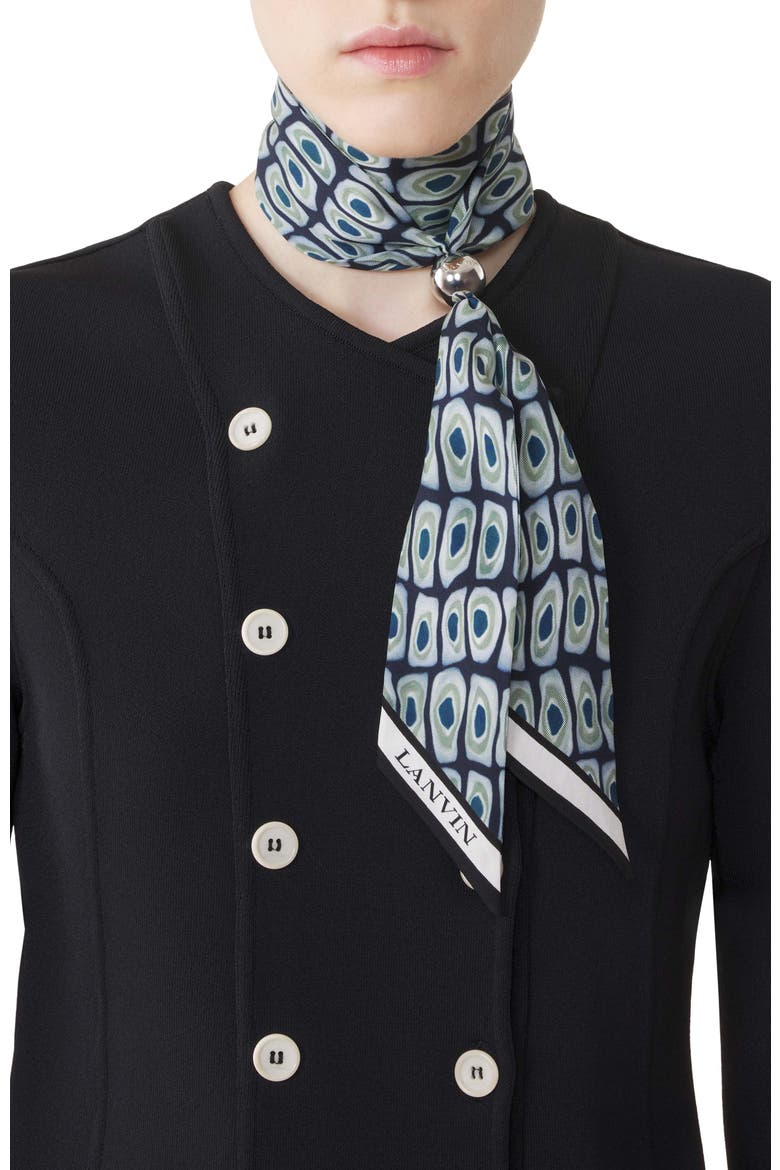 Murano Print Silk Twilly With Jewelry Fastener, Alternate, color, Black