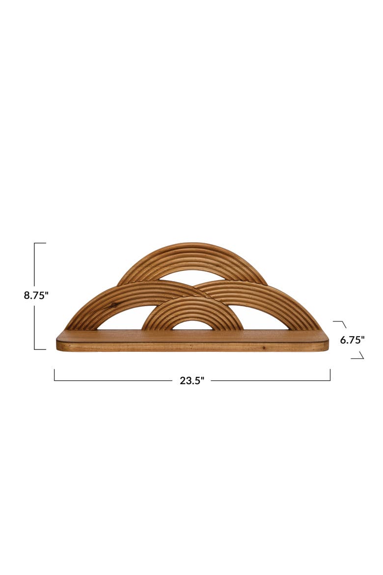 MDF and Wood Wall Shelf with Arches, Natural, Alternate, color, Brown