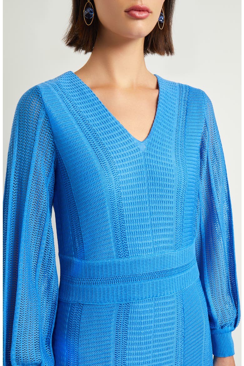 Open Stitch Long Sleeve Sweater Dress, Alternate, color, ADRIATIC BLUE