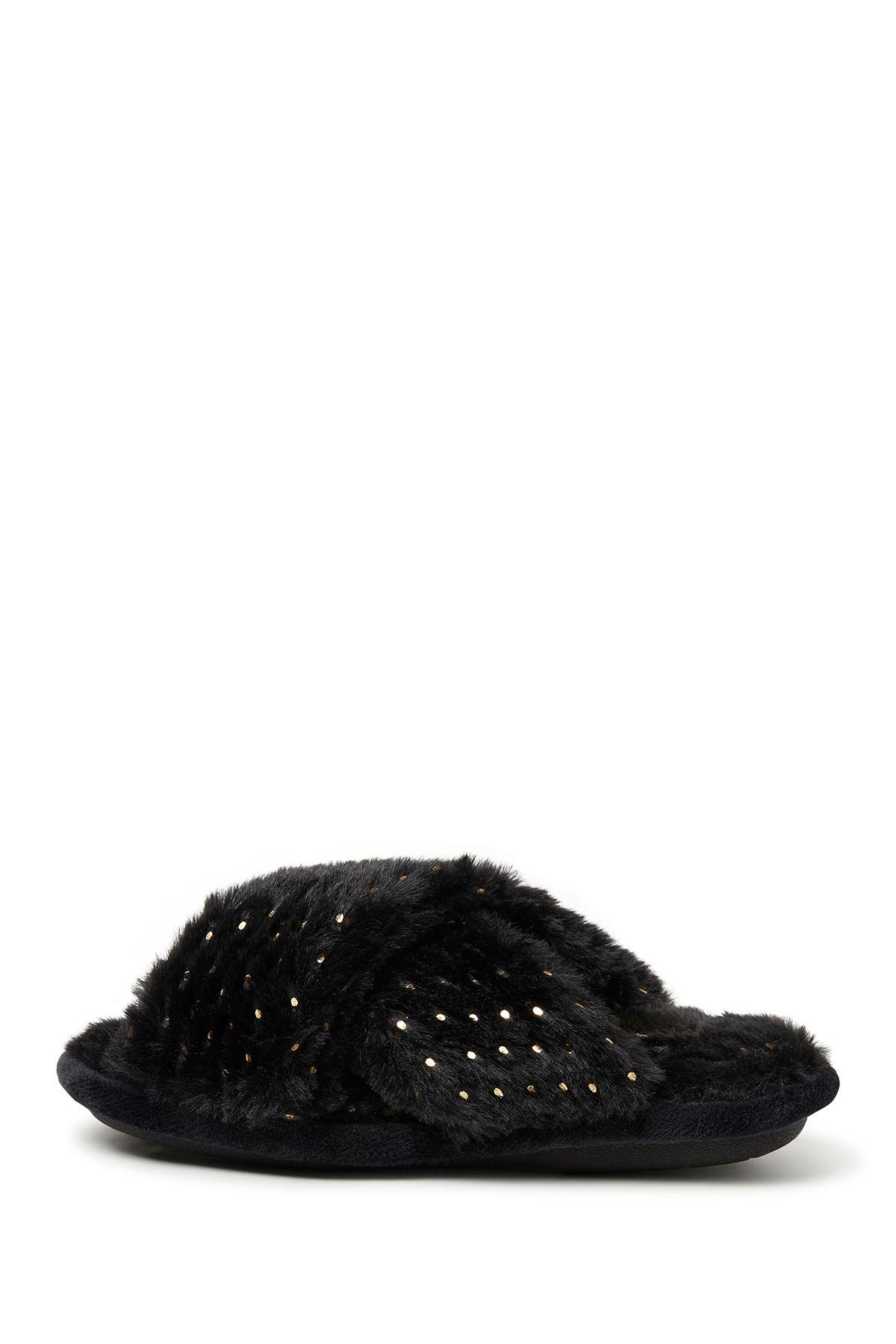 DEARFOAMS Ava Faux Fur Sparkle Crossband Slipper, Alternate, color, 