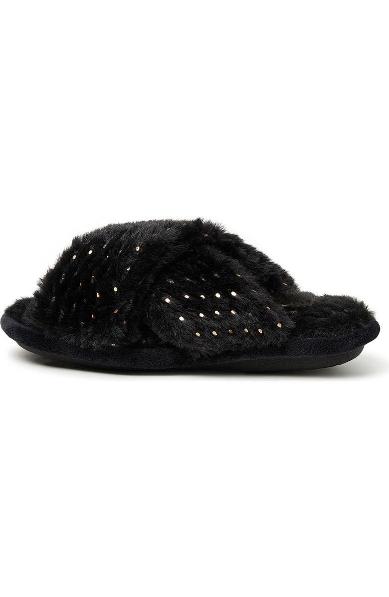 DEARFOAMS Ava Faux Fur Sparkle Crossband Slipper, Alternate, color,