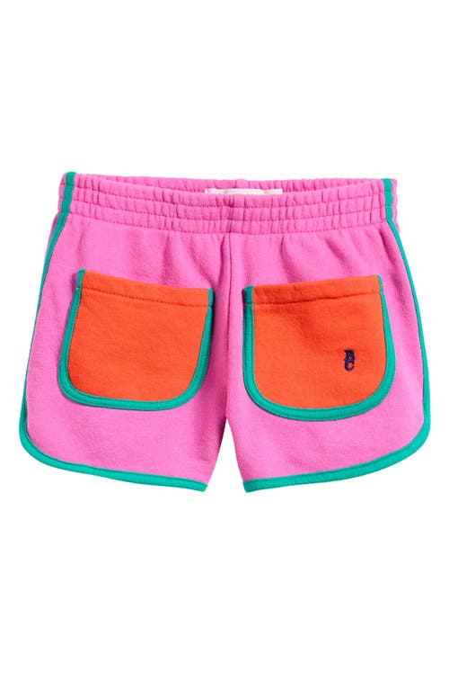 Bobo Choses Kids' Colorblock Organic Cotton Shorts In Fuchsia