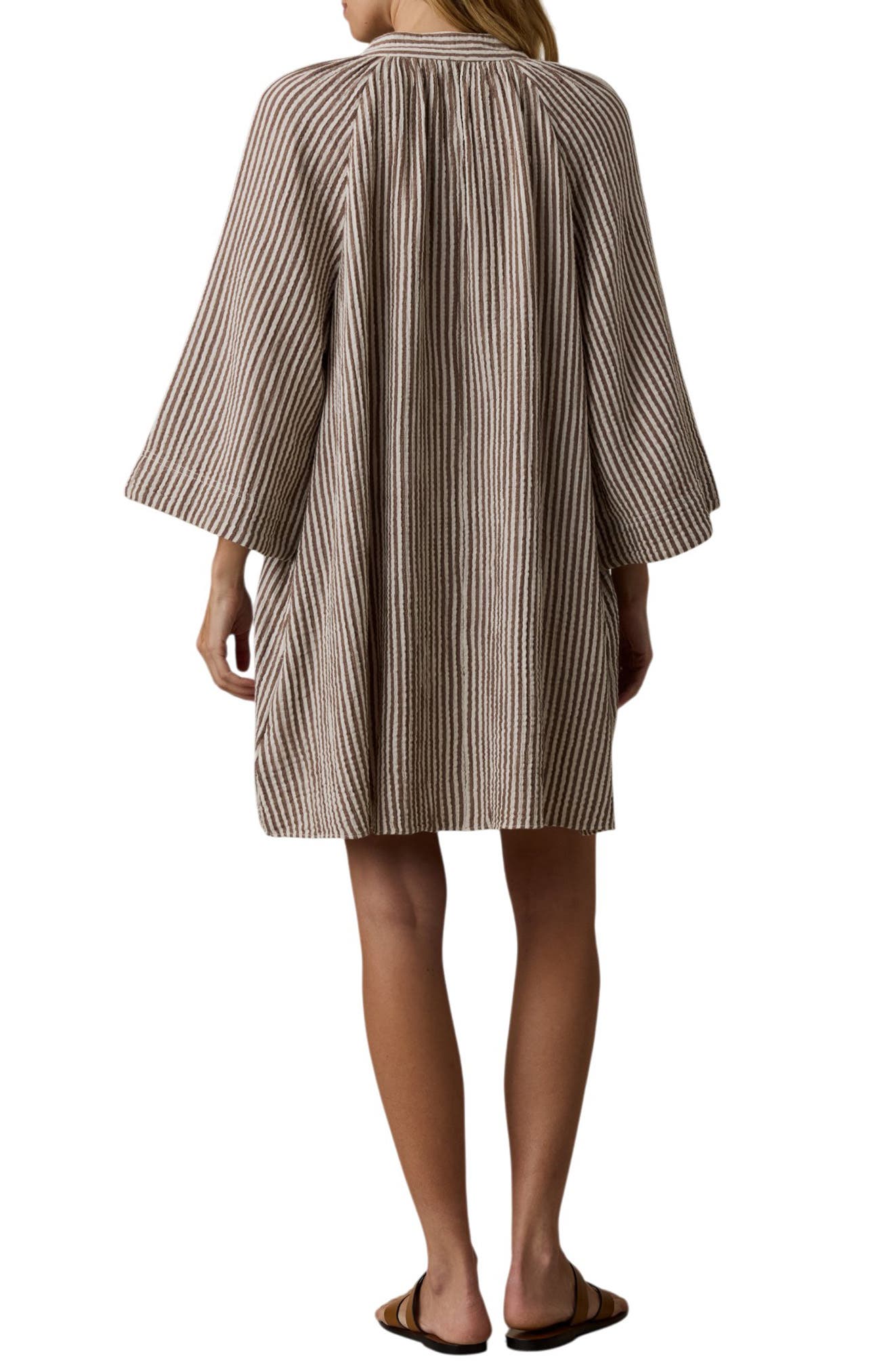 Faherty Dune Long Sleeve Organic Cotton Gauze Minidress (Women)